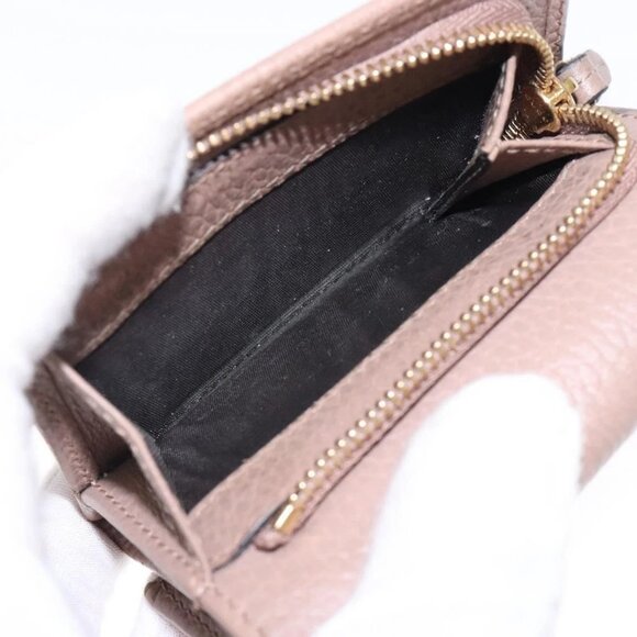 GUCCI GG Marmont Trifold Wallet Leather Beige Gold - Picture 8 of 15